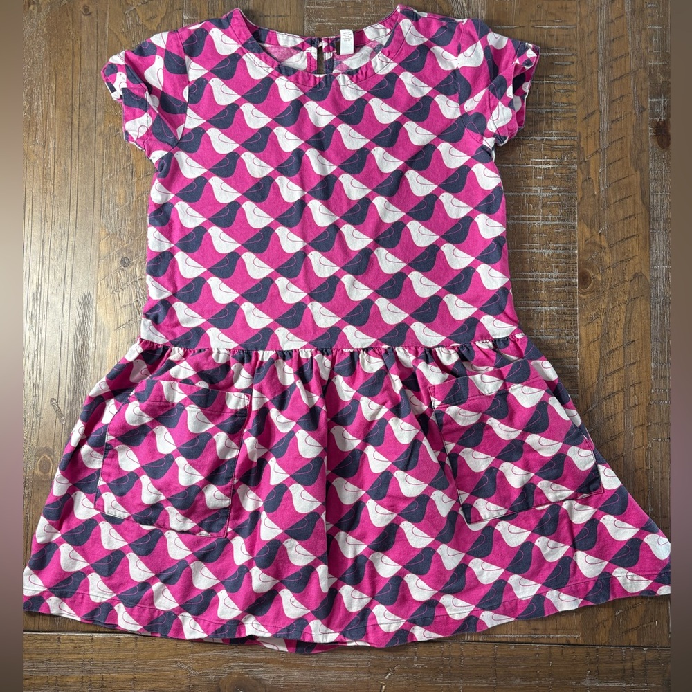 Tea Collection Pink and White Geometric Kids Dress